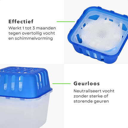 Cheqo® Vochtvanger - Vochtvreter - Luchtontvochtiger - Vochtopnemer - Vochtabsorber - Vochtonttrekker - Vochtvanger voor Kast - Vochtvanger Badkamer - Vochtvanger Keuken - Blauwe Vochtvanger
