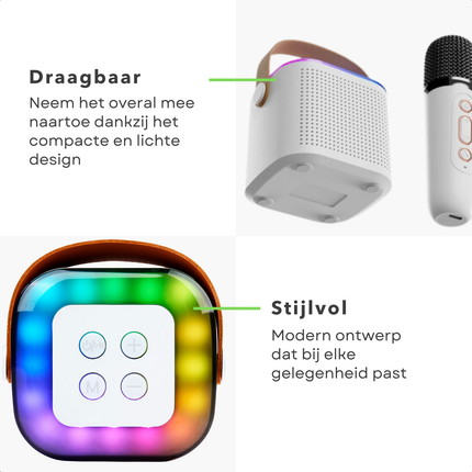 Cheqo® Karaoke Set Mini - Karaoke Microfoon - Draagbare Bluetooth Speaker - 5W Geluid - Compact Design - Party Box - Inclusief Microfoon