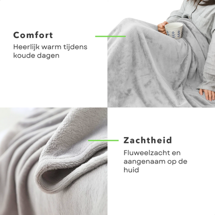 Cheqo® Grijze Fleece Deken 150x200 cm – Zachte Plaid Flannel – Warme Deken voor Bank of Bed – Polyester Fleece – Ultiem Comfort – Dekentje – Duurzame & Stijlvolle Interieur Decoratie
