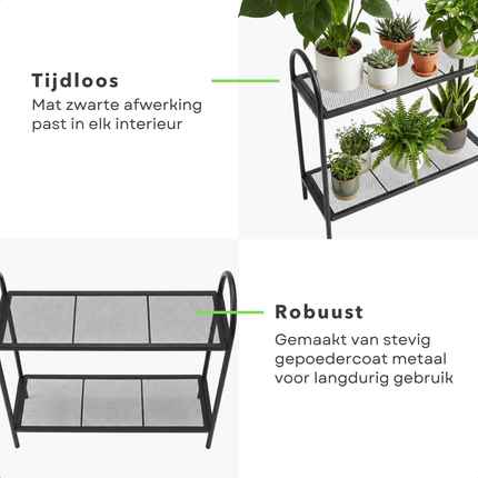 Cheqo® Plantenrek - Plantenstandaard - Bloemenstandaard - Bloemenrek - Plantenrek Zwart - Plantenstandaard Zwart - Opvouwbaar Plantenrek - Opvouwbare Plantenstandaard - Plantenrek Binnen - Plantenrek Buiten