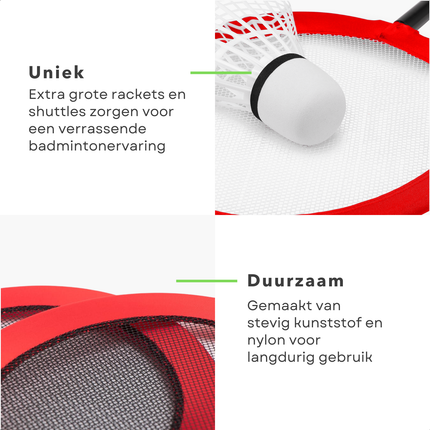 Cheqo® XL Badminton Set - Grote Badminton Rackets voor Kinderen - Inclusief Shuttle - Kindvriendelijk Ontwerp