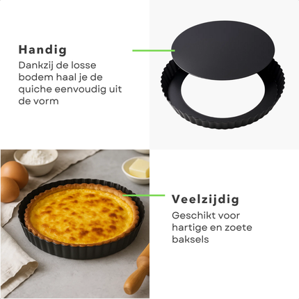 Cheqo® Quichevorm - Losse Bodem Quichevorm - Quichevorm Ovenschaal - Quichevorm Rond - Quichevorm - Bakvorm - Quiche Bakvorm - Quiche Vorm - Quichevorm Bakvorm - Quichevorm Voor Oven