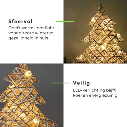 Cheqo® LED Kerstboom met Verlichting - Kerstdecoratie - Kerstfiguur Kerstboom – Decoratieve Kerstboom – Met Timer – Kerstverlichting - Kleine Kerstboom – LED-Verlichting - Kerst Boom