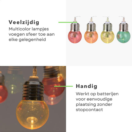 Cheqo® Draadloze Feestverlichting - Multicolor LED Bolletjes - 4.50 meter - Op Batterijen - 30 Lampjes - Feestslinger - Sfeerverlichting - Multicolor - Lichtsnoer - Voor Binnen Lichtsnoeren