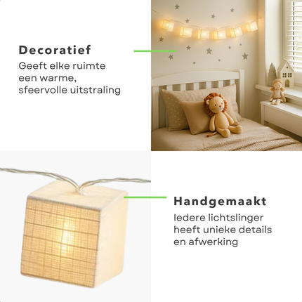 Cheqo® Lichtslinger Met LEDs - Decoratieve Verlichting op Batterij - Lichtslinger - Lange Levensduur Verlichting - Sfeerverlichting Binnen - Woonkamer Decoratie - Slaapkamer Verlichting - Kantoor Sfeerlicht