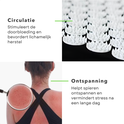 Cheqo® Acupressuur Mat en Kussen Set - Shakti Mat - Acupressuurmat met Kussen - Spijkermat - Ontspanning en Rugpijnverlichting - Katoen - Zwart/Wit