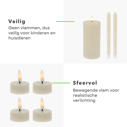 Cheqo® LED Kaarsenset - Led Kaarsen met Afstandsbediening - Dinerkaars - Waxinelicht - Led Kaars met Flikkerende Vlam - Beweegbare Vlam - 9-Delig Met Afstandsbediening - Ivoor Wax