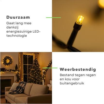 Cheqo® Kerstverlichting - Kerstboomverlichting - Kerstlampjes - Kerst Verlichting - Warm Wit Licht - 320 LED Lampjes - Geschikt Voor Binnen En Buiten - IP44 - 24 Meter Lichtsnoer - Kerstverlichting Buiten