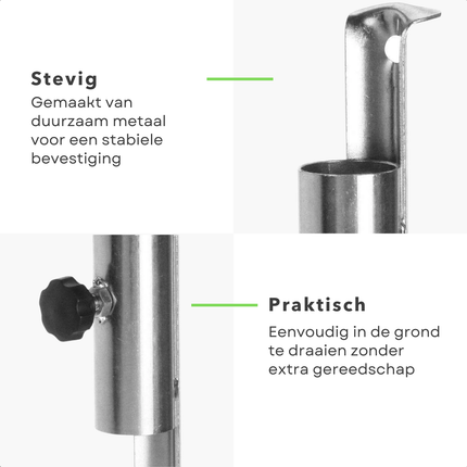 Cheqo® Parasolhouder Grond - Grondboor - Houder voor Parasol - Parasolharing Metaal 50 cm - Stevige Parasolhouder voor Strand - Verstelbare Diameter