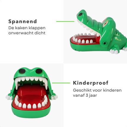 Cheqo® Krokodil Met Kiespijn Spel - Bijtende Krokodil Spel - Krokodil Bijt Spel - Krokodil Tanden Spel - Bijtspel Krokodil - Krokodil Spelletje - Krokodil Actiespel - Krokodil Reactiespel - Krokodil Drankspel