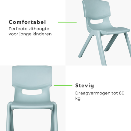 Cheqo® Kinderstoeltje - Kinderstoel - Kinderstoel Blauw - Kinderstoeltje Blauw - Kinderstoel Kunststof - Kinderstoeltje Kunststof - Kinderstoel voor Peuter - Peuterstoeltje - Peuterstoel - Kinderstoel Binnen - Kinderstoel Buiten