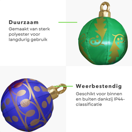 Cheqo® Opblaasbare Kerstballen XL - Kerstballen Verlicht - LED Kerstverluchting - Kerstdecoratie Set van 3