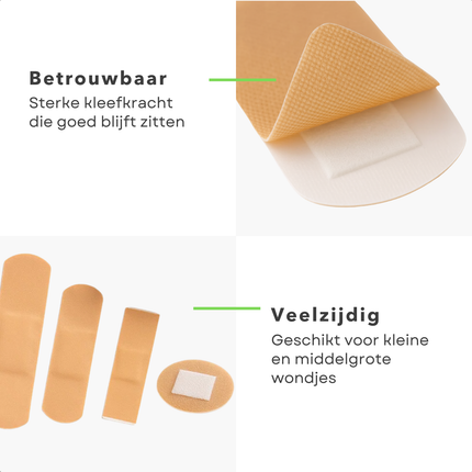 Cheqo® Pleisters 100 Stuks - Wondpleisters - Pleisters 4 Maten - Pleisters Voor Wondverzorging - Pleisters Voor Dagelijks Gebruik - Pleisters Voor Kleine Wonden - Pleisters Voor Eerste Hulp - Pleisters Voor Thuisgebruik - Pleisters Voor Ehbo