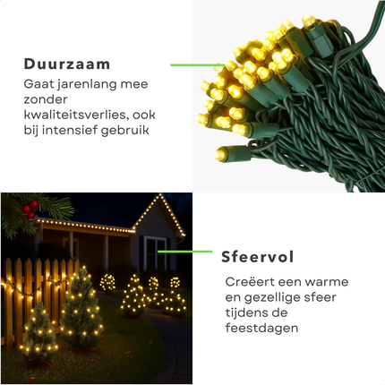 Cheqo® Kerstverlichting - Kerstlampjes - Kerstboomverlichting Binnen en Buiten - 480 LED Lampjes - Warm Wit Licht - Lichtsnoer 36 Meter - IP44 Spatwaterdicht - Groene Snoer - LED Lichtsnoer - 39 Meter