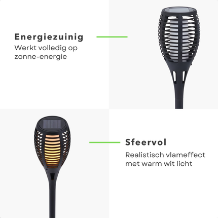 Cheqo® Solar Tuinfakkel - Solar Fakkel - LED Tuinfakkel - Tuinfakkel Zonne Energie - Solar Tuinverlichting - Tuinverlichting Zonne Energie - Solar Tuinlamp - Buitenverlichting Zonne Energie - Solar Buitenverlichting - Tuinfakkel Vlameffect
