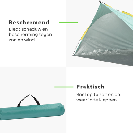 Cheqo® Strandtent - Strand Shelter - Beach Shelter - Strand Shelter Pop Up - Pop Up Strandtent - Pop Up Tent Strand - Strandtent Pop Up - Strandtentje - Groen Strandtent