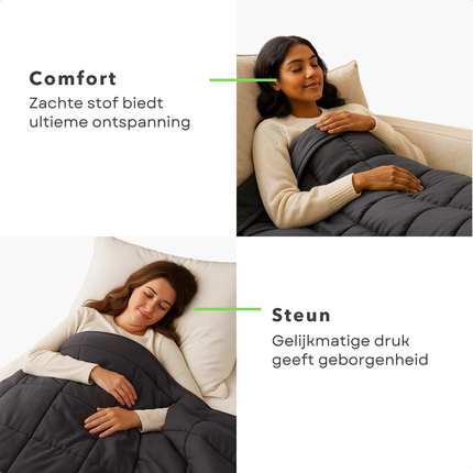 Cheqo® Verzwaringsdeken 6KG - Weighted Blanket 6KG - Verzwaarde Deken - 150X200CM - Katoen Polyester - Glasparels Vulling - Diepe Ontspanning - Comfort - Diepe Druk Stimulatie - Slaap Verbetering - Eenpersoons Deken