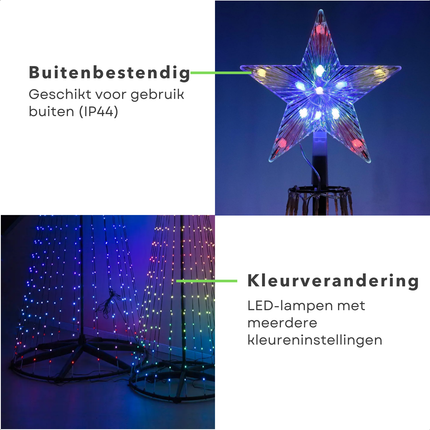 Cheqo® LED Vlaggenmast Kerstboom Verlichting - Kerstverlichting voor Buiten - 210cm - RGB Verlichting - Buitenverlichting