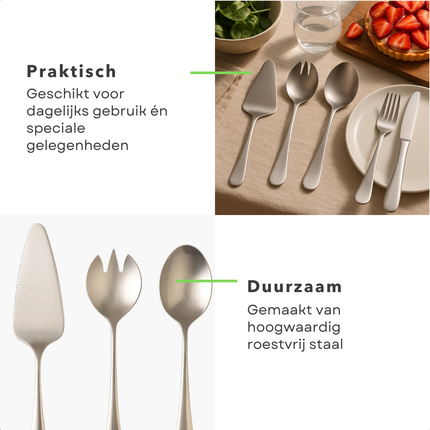 Cheqo® 75-Delige Bestekset - Roestvrij Staal Bestek - Vaatwasmachinebestendig - Hoogwaardig RVS - Glanzend Gepolijst - Compleet Bestekset - Bestek Voor 12 Personen - Stijlvolle Presentatie - Dagelijks Gebruik - Speciale Gelegenheden