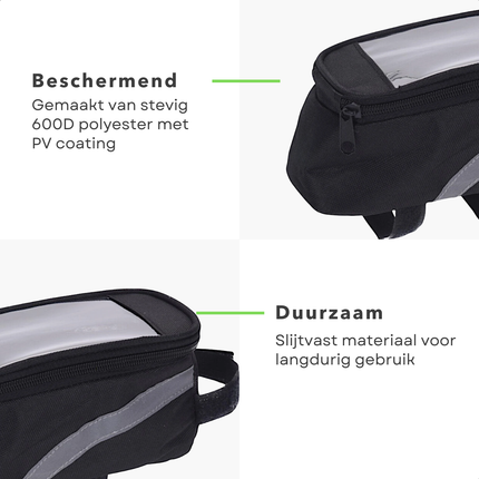 Cheqo® Smartphone Fietstas - Frametas met Telefoonhouder - Fietstas met Telefoonhouder - Fietstas met Smartphone Houder - Frametas met Smartphone Houder - Fietstas Frame Telefoonhouder - Fietstas voor Smartphone - Telefoon Fietstas