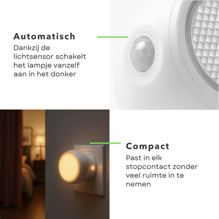 Cheqo® LED Nachtlamp - Nachtlamp Met Sensor - Stopcontact Nachtlamp - Bewegingssensor - Energiezuinig - Automatische Verlichting - Kinderkamer Nachtlamp - Slaapkamer Verlichting - Sensor Verlichting - Plug-In Nachtlamp - Nachtverlichting