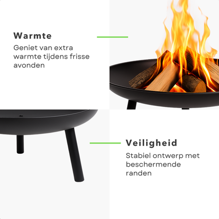 Cheqo® Vuurschaal - Vuurkorf Staal - Sfeerhaard - Tuinhaard - Tuinkachel - Terrasverwarmer Buiten - Zwart Staal