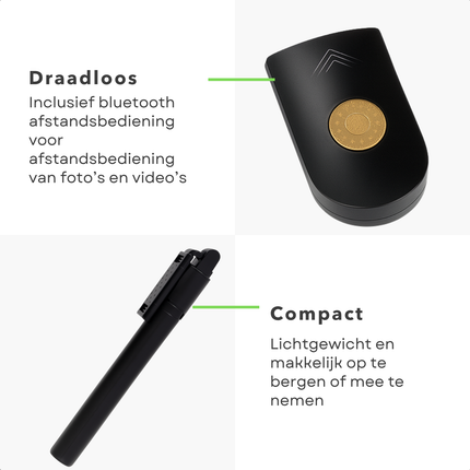 Cheqo® Selfie Stick met Bluetooth Afstandsbediening – 3-in-1 Uitschuifbare Selfiestick & Tripod Statief – Smartphone Houder – Lichtgewicht & Opvouwbaar – Voor iPhone & Android – 360° Draaibaar – Voor TikTok & Instagram