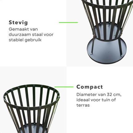 Cheqo® Vuurkorf - Vuurkorf Buiten - Vuurkorf Tuin - Vuurkorf Terras - Ronde Vuurkorf - Vuurkorf Op Poten - Vuurkorf Zwart