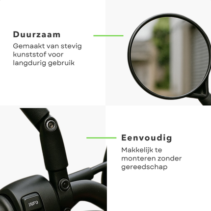 Cheqo® Fietsspiegel Zwart - Verstelbaar - Fiets Spiegel - Universeel