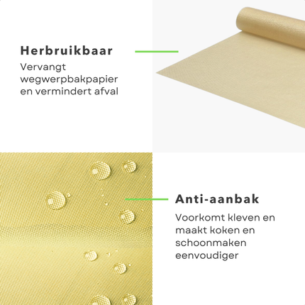 Cheqo® Herbruikbare Bakfolie - Hittebestendig Bakpapier - Bakvel - Bakmat - Bakpapier - Siliconen