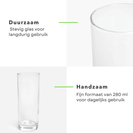 Cheqo® Longdrinkglazen Set - Longdrinkglazen - Longdrink Glazen - Drinkglazen Set - Drinkglazen - Waterglazen Set - Waterglazen - Longdrinkglazen Set 6 - Longdrinkglazen Transparant - Transparante Drinkglazen