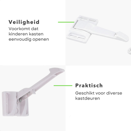 Cheqo® Veiligheidshaakjes - Kast Veiligheidshaakjes - Kastbeveiliging - Kastbeveiliging Baby - Kinderbeveiliging Kast - Keukenkast Beveiliging - Baby Veiligheidsslot - Kindersloten