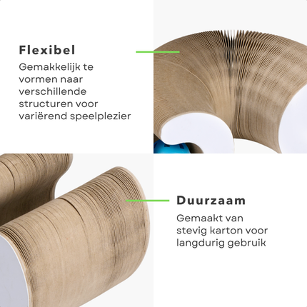 Cheqo® Krabkarton Kat - Opvouwbaar Kattenspeelgoed - Krabtoren - Flexibel Krabmeubel - Duurzaam Karton - 3 Stuks