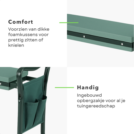 Cheqo® Kniebank - Tuinkruk Inklapbaar - Tuinieren - Onkruid Kniesteun - Knielkussen - Kniebankje - Kniekussen en Zitbank - Metaal