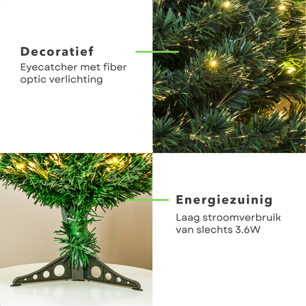 Cheqo® Kunstkerstboom 90 cm - Kerstboom met Kerstlampjes - Fiber Optic Verlichting - Warm Wit LED - Binnengebruik