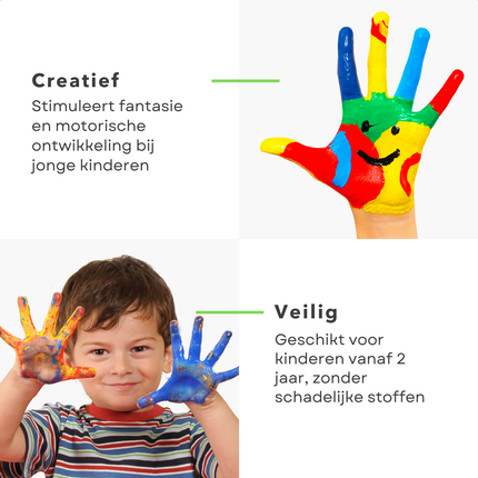 Cheqo® Vingerverf Set - Vinger Verf - Vingerverven - Kindvriendelijk - Afwasbare Verf - Uitwasbaar - 6 Stuks - Creatief Speelgoed
