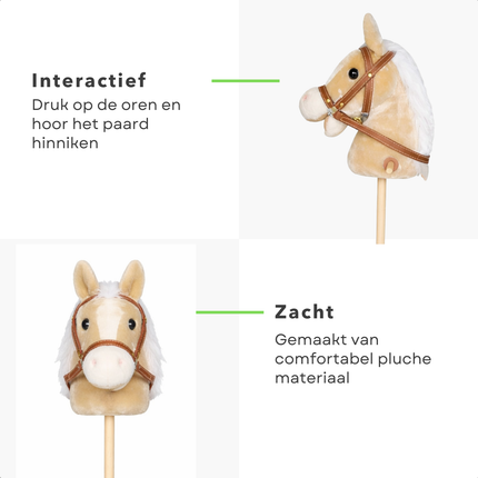 Cheqo® Stokpaard met Geluid - Stokpaardje met Geluid - Stokpaard - Stokpaardje - Hobby Horse - Hobby Paard - Paardenstok - Paardenstok Speelgoed - Stokpaard Speelgoed - Stokpaard voor Kinderen - Stokpaard met Geluid Beige