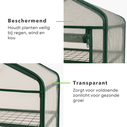 Cheqo® Mini Kas 4 Lagen - Kweekkas met Opbergruimte - Compacte Tuinkas voor Groente Kweken - Foliekas - Moestuin - Weerbestendige Plantenkas - Kweekkas