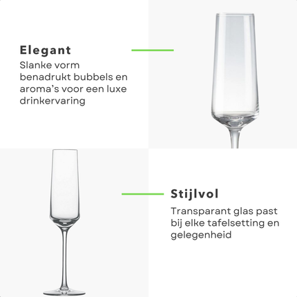 Cheqo® Champagneglazen - Champagne Glazen - Champagneglas - Champagne Flutes - Champagne Flute Glazen - Champagnefluiten - Flute Glazen - Fluitglas - Fluitglazen - Prosecco Glazen - Cava Glazen