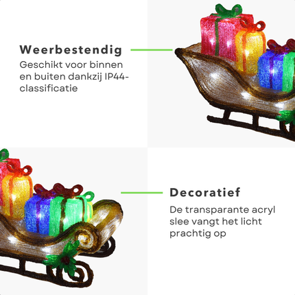 Cheqo® Kerstfiguur Arreslee Met Led - 40 cm - Kerstverlichting Binnen En Buiten - IP44 - Led Verlichting - Kerstdecoratie - Timer Functie - Energiezuinig - Spatwaterdicht - 40 Leds - Acryl Materiaal - Kerstversiering