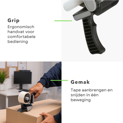 Cheqo® Tape Dispenser met 2x Transparante Verpakkingstape – Taperoller 48mm – Tape Houder voor Dozen Inpakken & Kleine Reparaties – Inpaktape Set 15m per Rol – Verpakkingstapedispensers voor Creatieve & Hobbyprojecten