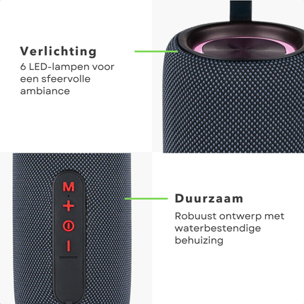 Cheqo® Bluetooth Speaker 16W - Draadloos & Waterdicht - Party LED Verlichting - Party Speaker - Compact & Draagbaar