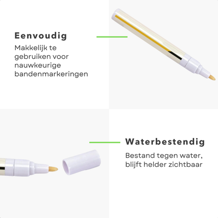 Cheqo® Witte Bandenmarkeerstift - Banden Markeerstift - Permanent Marker voor Banden - Permanente Tire Marker - Banden Marker - Duurzaam en Betrouwbaar
