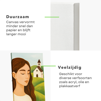 Cheqo® Stretched Canvas - Canvas Schildersdoek - 30x70 cm - Schilderen Op Canvas - Kunst Schildersdoek - Olieverf Geschikt - Acrylverf Canvas - Plakkaatverf Doek - Langwerpig Schilderdoek - Hobby Schilderen - Schilderdoek Voor Kunstenaars