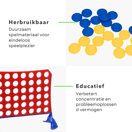 Cheqo® Vier op een Rij Spel - 4 Op Een Rij - Reisspel - Tactisch Bordspel voor Kinderen - Educatief Speelgoed 5 Jaar