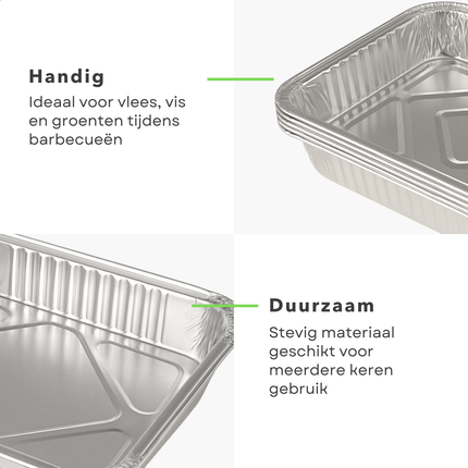 Cheqo® BBQ Grillschalen Aluminium - BBQ Bakjes - Barbecue Grillschaal - Set van 4 - Vetopvang BBQ - Wegwerp BBQ Schaal