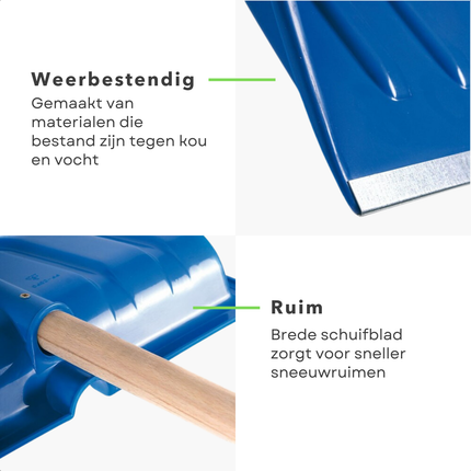 Cheqo® Sneeuwschuiver - Sneeuwruimer - Sneeuwschep - Blauw Kunststof met Aluminium - Stabiele Greep