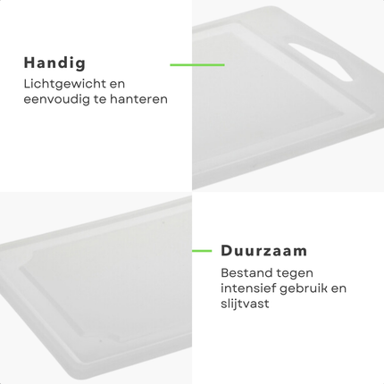 Cheqo® Snijplank Kunststof - Snij Plank - Keukenplank - Witte Keukensnijplank - Vaatwasserbestendig