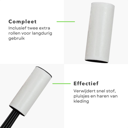 Cheqo® Kledingroller - Kleefroller - Plakroller - Pluizenroller - Stofroller - Lint Roller - Kledingroller Set - Pluizenroller Herlaadbaar - Rollers Voor Kleding - Pluizen Verwijderaar