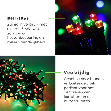 Cheqo® Kerstverlichting - Kerstboomverlichting - Kerstlampjes - Sfeerverlichting - LED Verlichting - Voor Binnen en Buiten - Tuinverlichting - Feestverlichting - Lichtsnoer - Drie Kleuren - 240 LED's - 18M - Timer - 8 Lichtfuncties Kerstboomverlichting